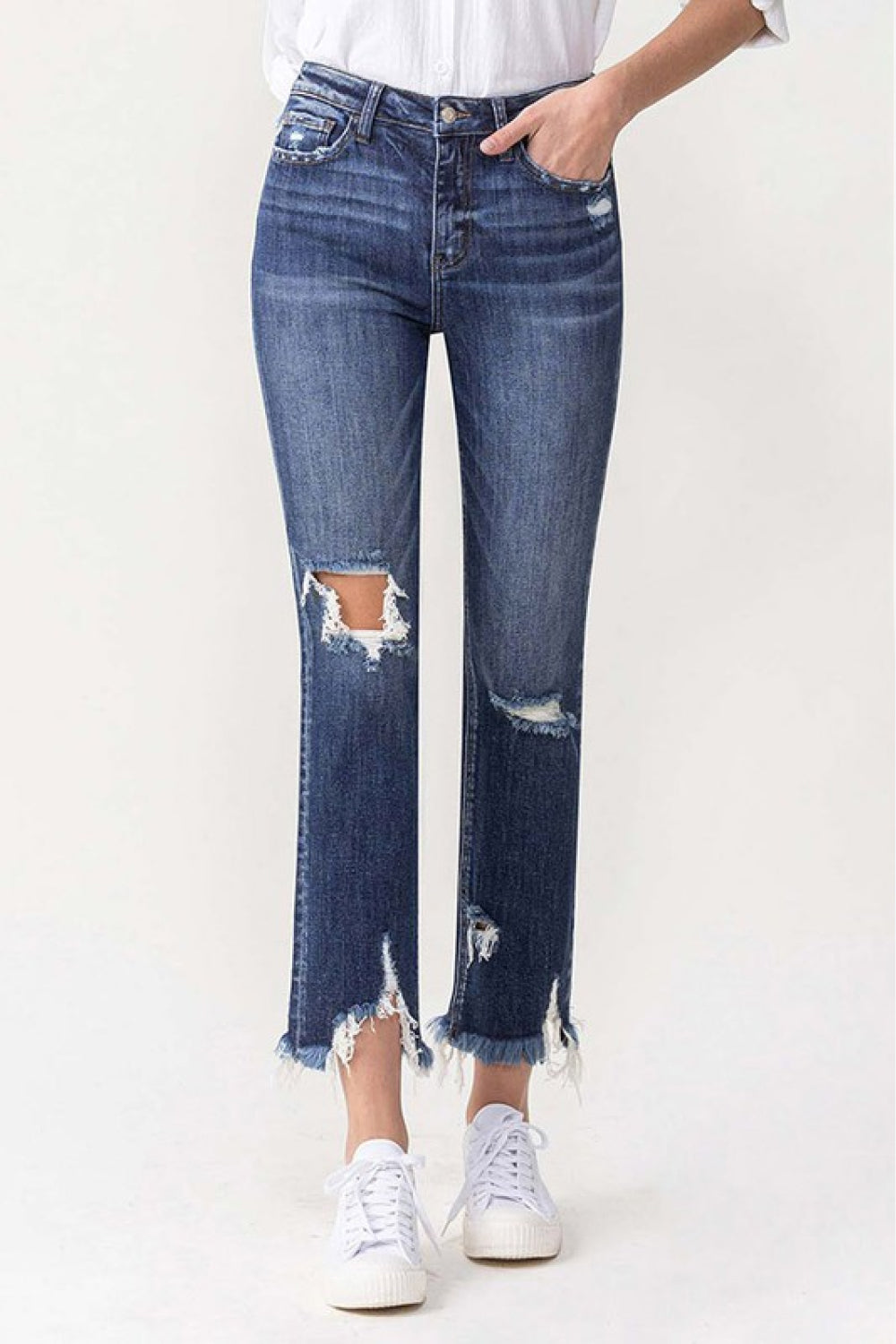 Jackie Full Size High Rise Crop Straight Leg Jeans`