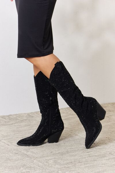 Glam on the Town  Rhinestone Knee High Cowboy Boots