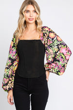 Floral Balloon Sleeve Blouse