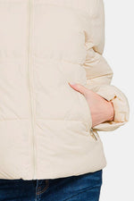 Zena Zip Up Turtleneck Puffer Jacket with Pockets