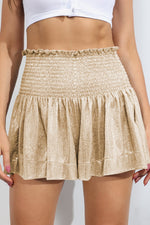 Glitter Smocked High-Waist Shorts