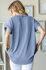 Skies are Blue Short Sleeve Ribbed Top