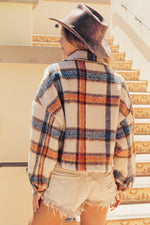 Bridget Brushed Plaid Crop Jacket with Pockets