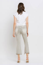 Distressed Raw Hem Cropped Flare Jeans