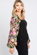 Floral Balloon Sleeve Blouse