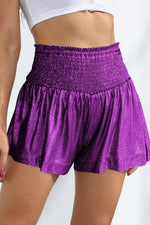 Glitter Smocked High-Waist Shorts