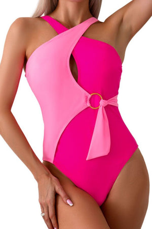 Cutout Contrast Sleeveless One-Piece Swimwear