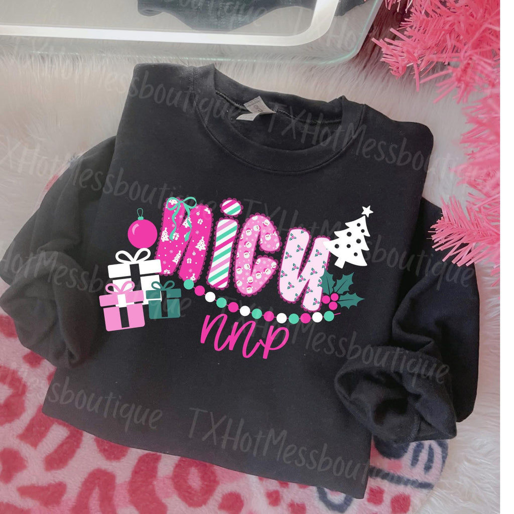Pink Christmas Sweatshirt NNP pink writing