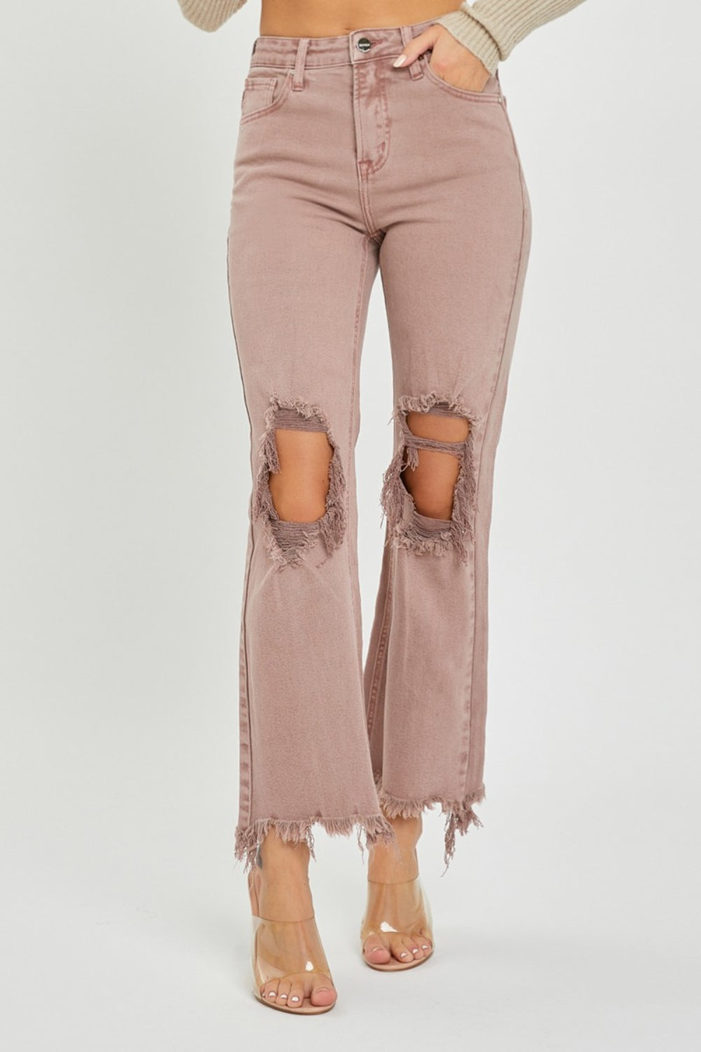 Jenny Distressed Ankle Bootcut Jeans