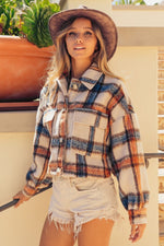 Bridget Brushed Plaid Crop Jacket with Pockets