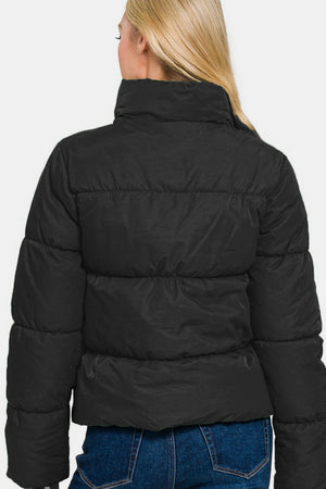 Zena Zip Up Turtleneck Puffer Jacket with Pockets