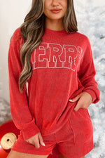 MERRY Long Sleeve Top and Shorts Lounge Set