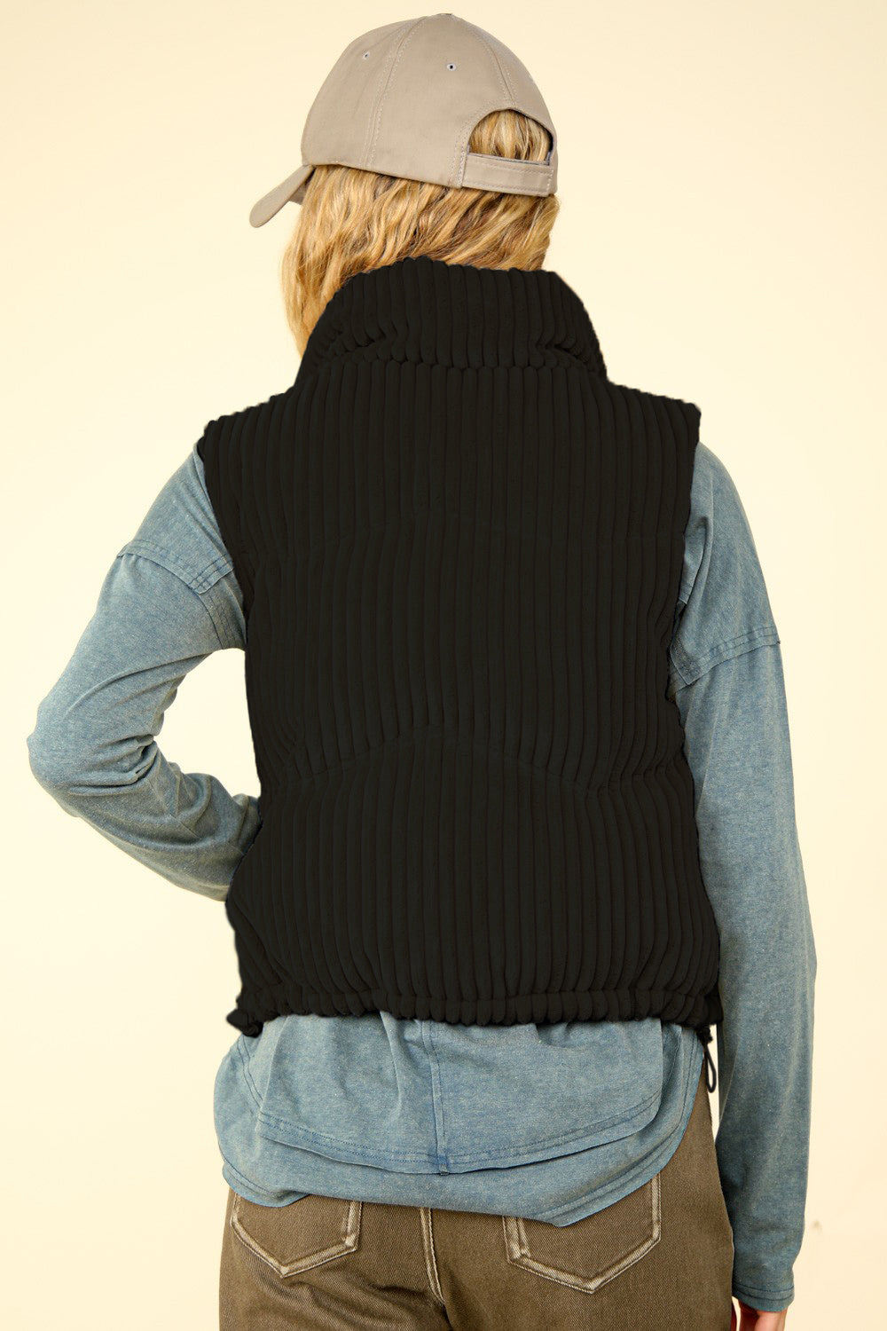 Zip Up Padded Corduroy Puffer Vest