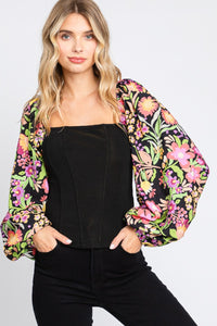 Floral Balloon Sleeve Blouse