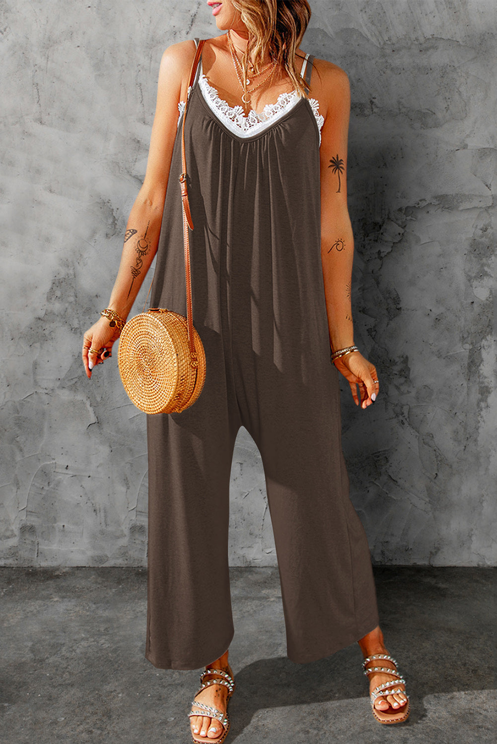 Brandi Spaghetti Strap Wide Leg Jumpsuit