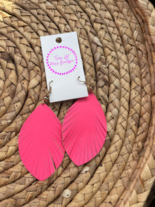 Pink Feather Earrings