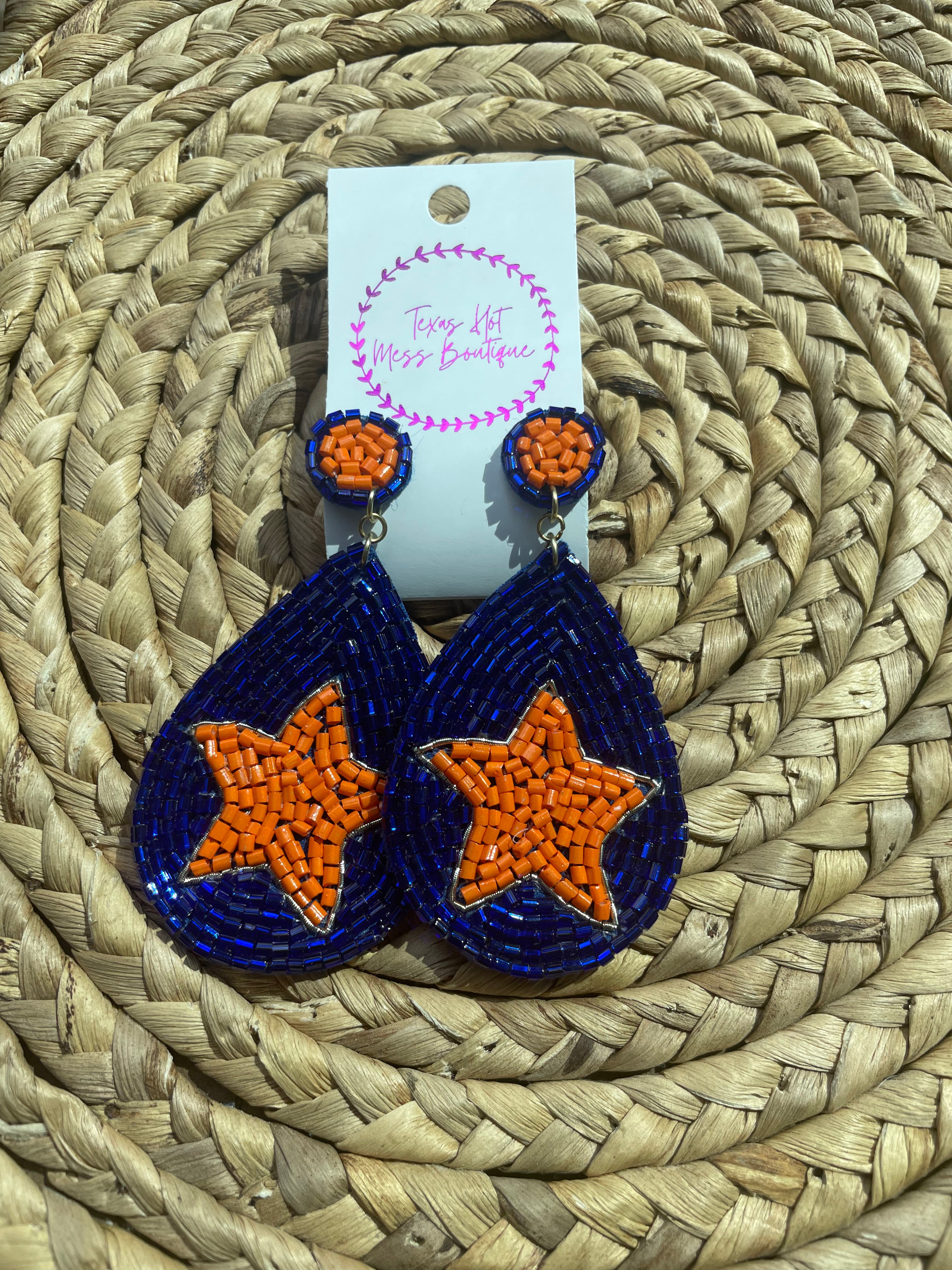 Star Orange and Blue Earrings