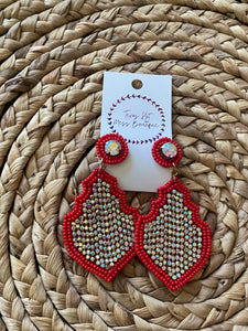 Red Jewel Teardrop Earrings