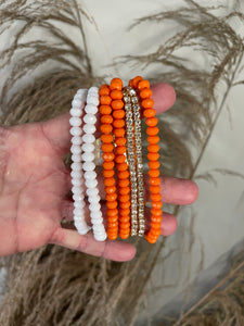 Orange and white  Bracelet Stack