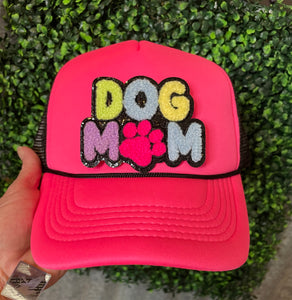 Dog Mom- Hot Pink Hat