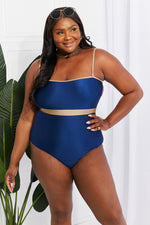 Swim Wave Break Contrast Trim One-Piece