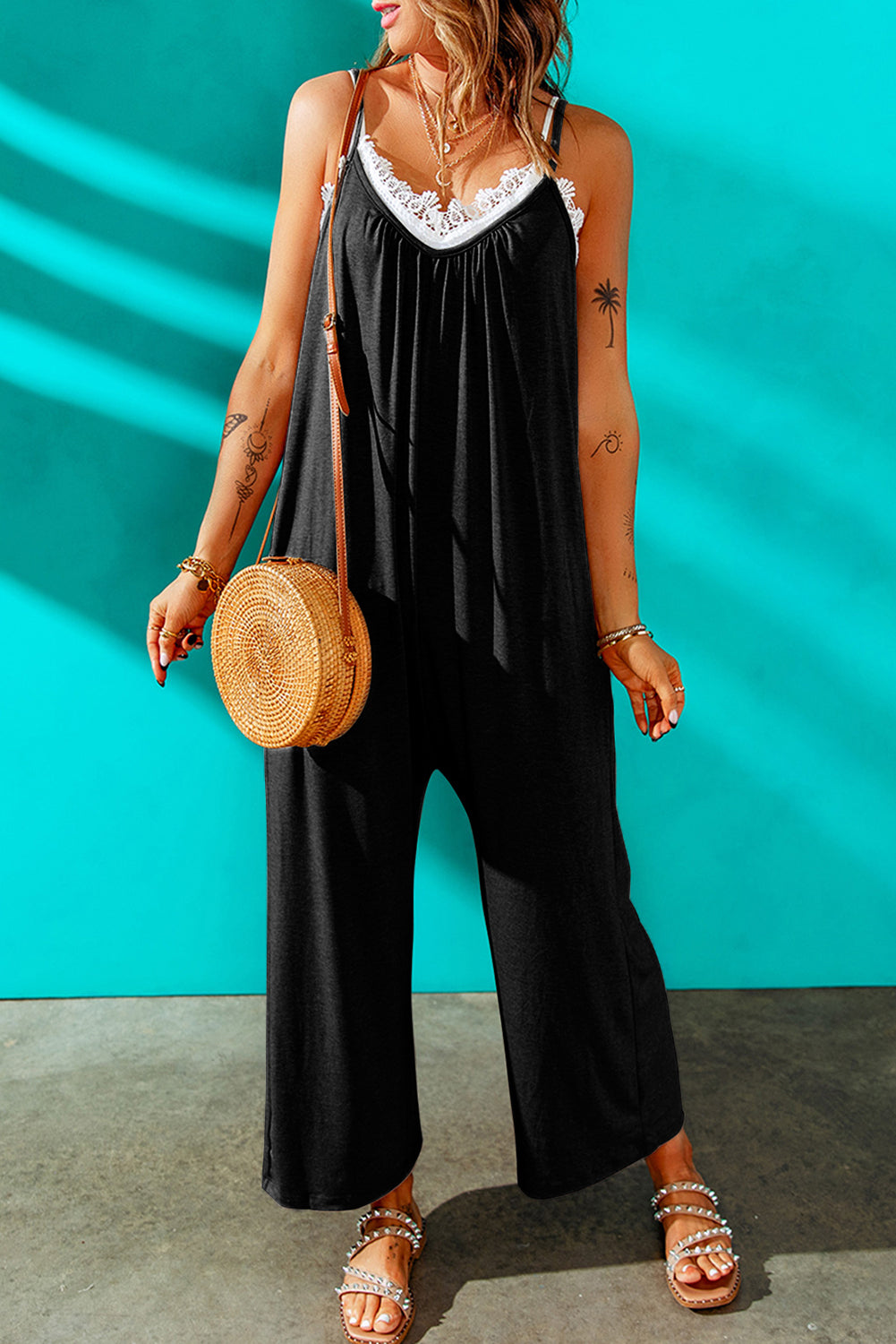 Brandi Spaghetti Strap Wide Leg Jumpsuit