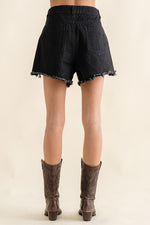 Jayla Frayed Rhinestone Denim Shorts