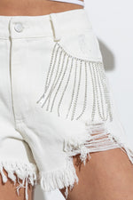 Jayla Frayed Rhinestone Denim Shorts