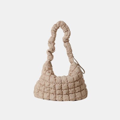 Drawstring Adjustable Strap Quilted Shoulder Bag