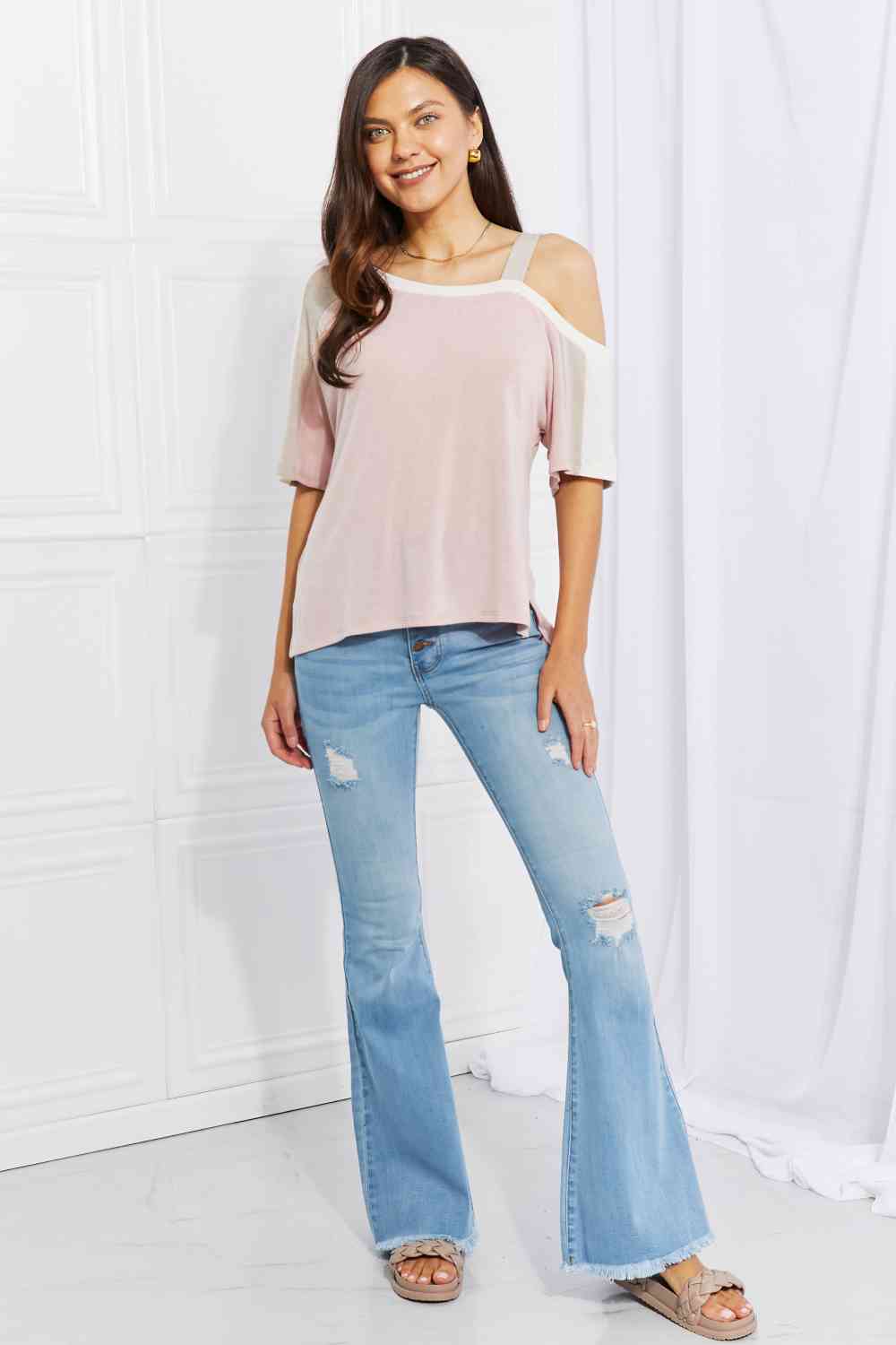 Full Size Something Simple Cold Shoulder Tee