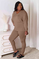 Justin V-Neck Soft Rayon Long Sleeve Top and Pants Lounge Set