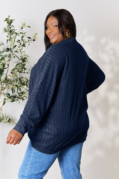 Full Size Ribbed Cocoon Cardigan