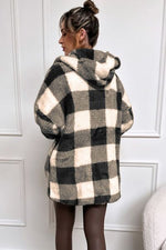 Plaid Long Sleeve Hooded Coat