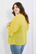 Just Breathe Full Size Chiffon Kimono in Yellow