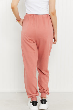 Love Street Drawstring Waist Joggers in Ash Rose