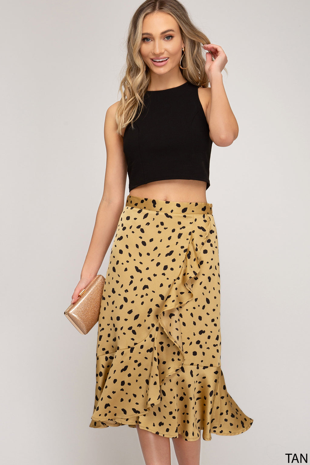 Take me out tonight Leopard Cheetah Print Midi Ruffle Skirt