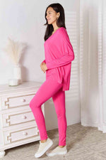 Justin V-Neck Soft Rayon Long Sleeve Top and Pants Lounge Set