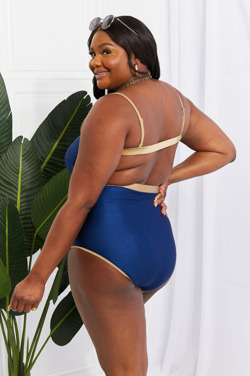 Swim Wave Break Contrast Trim One-Piece