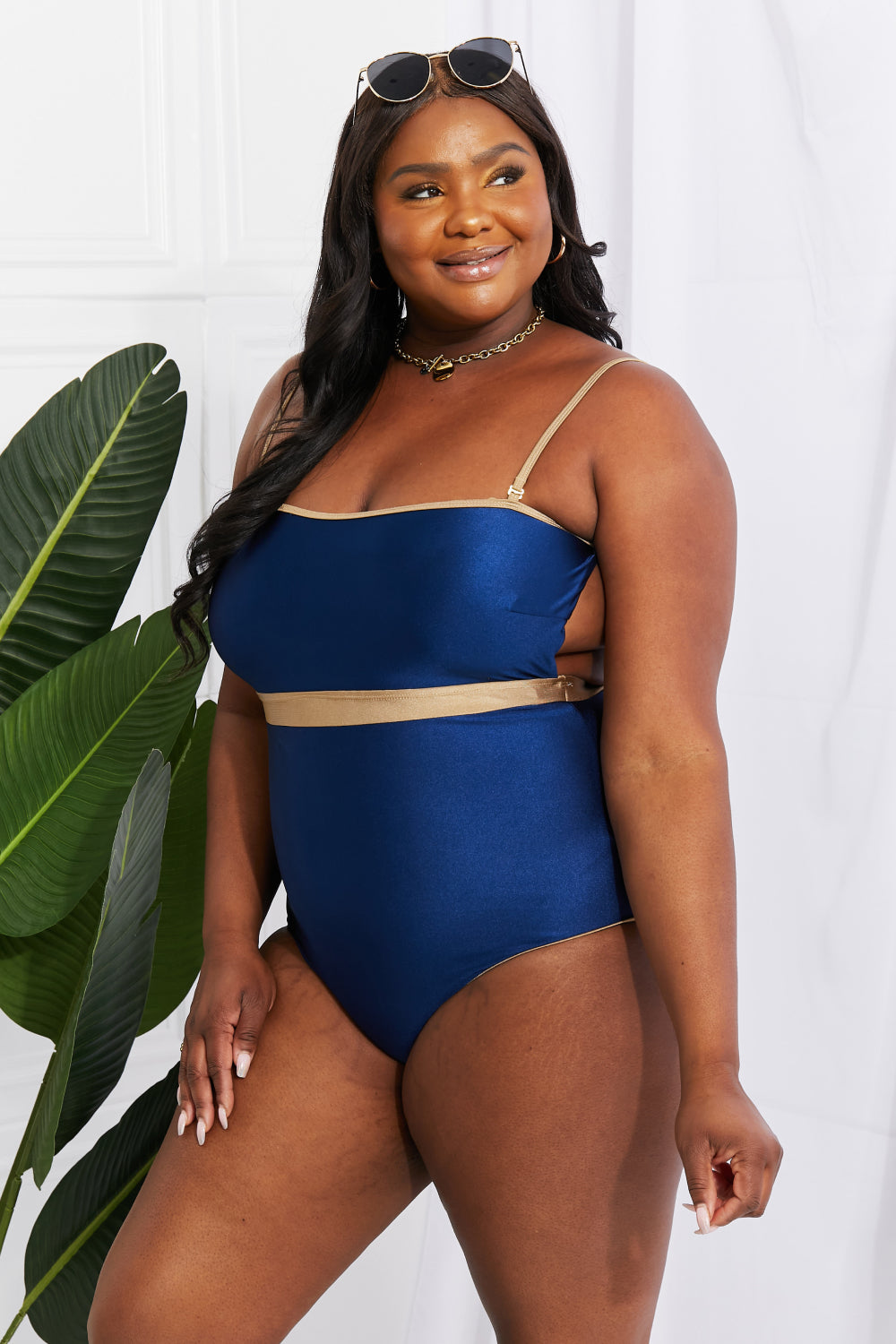 Swim Wave Break Contrast Trim One-Piece