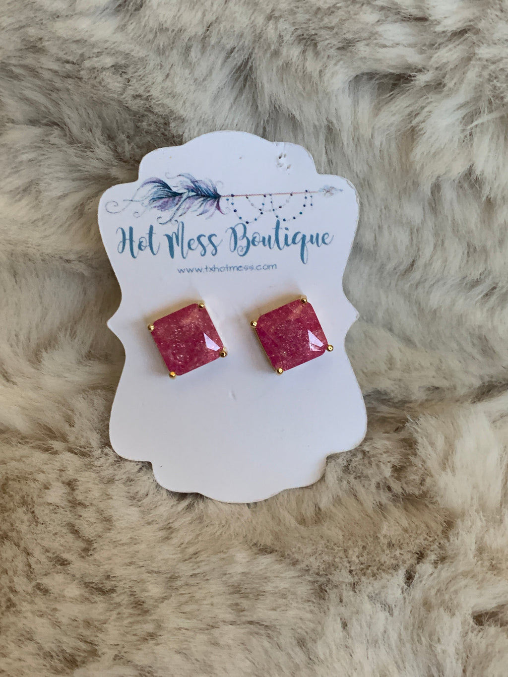 Petunia Pink Stud Jewel Earrings