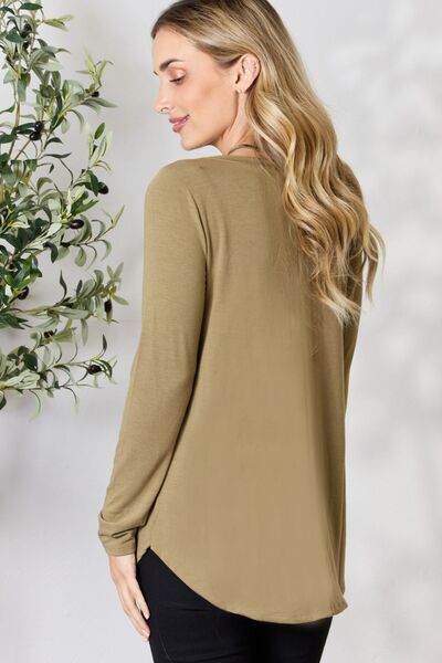 Full Size V-Neck Long Sleeve T-Shirt