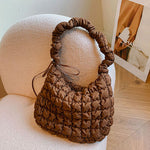 Drawstring Adjustable Strap Quilted Shoulder Bag