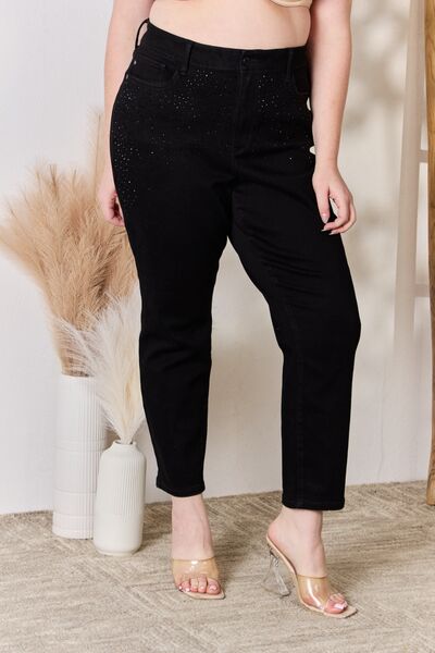 The Ball Must Drop Judy Blue  Rhinestone Embellished Slim Jeans