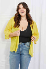 Just Breathe Full Size Chiffon Kimono in Yellow