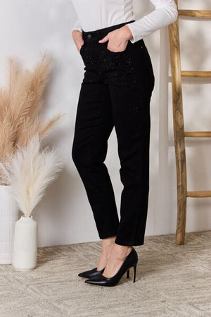 The Ball Must Drop Judy Blue  Rhinestone Embellished Slim Jeans