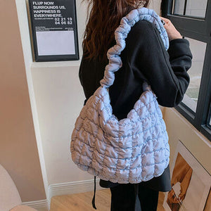 Drawstring Adjustable Strap Quilted Shoulder Bag