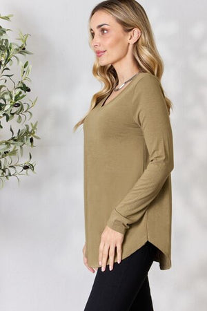 Full Size V-Neck Long Sleeve T-Shirt