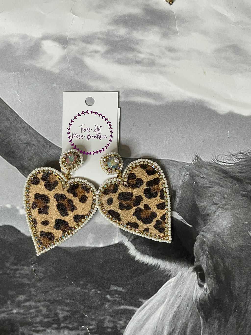 Leopard Love Heart Earrings