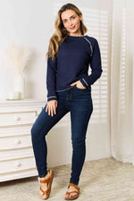 Gemini Long Raglan Sleeve Round Neck Top