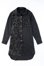 Miranda Sequin High-Low Shirt Dress